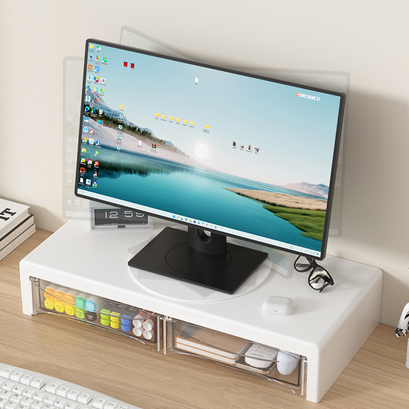 Desk Setup Riser - 2-Tier Monitor Stand, Plastic Monitor Riser