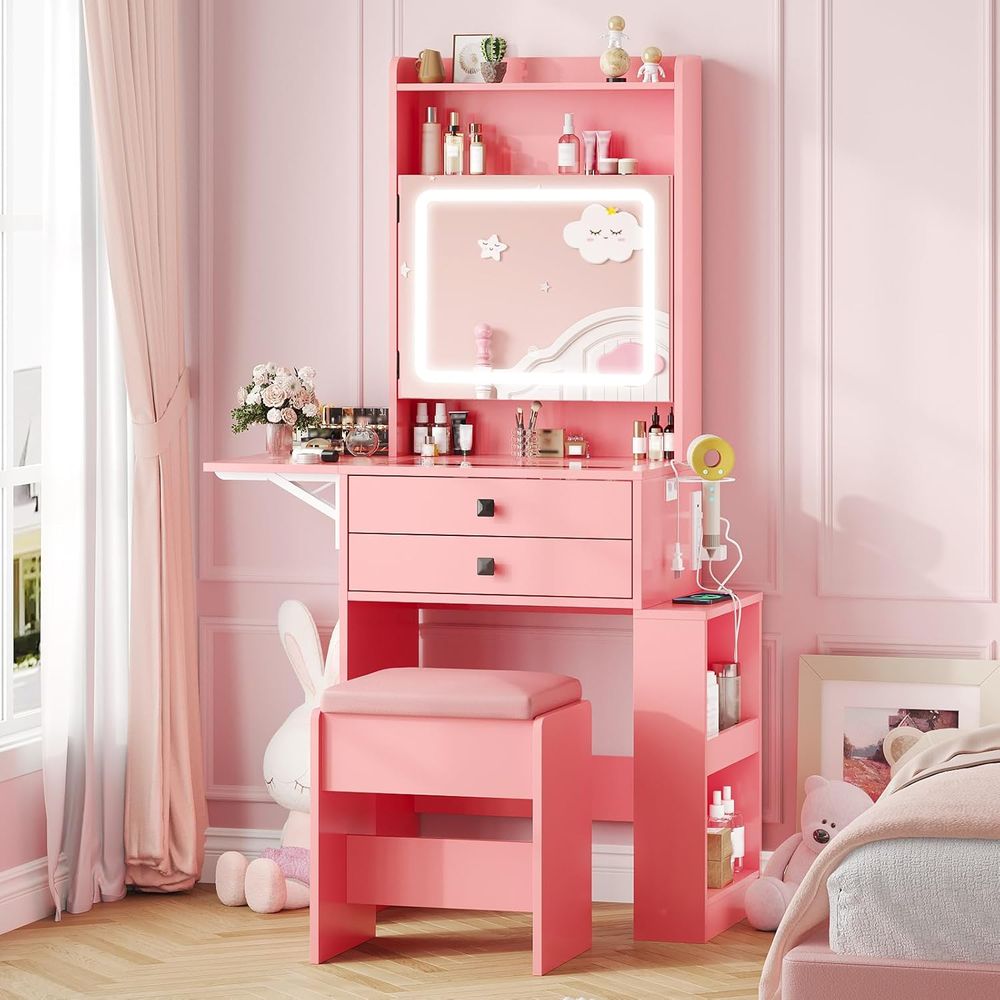 Desk Vanity Setup - Vabches Small Makeup Vanity Desk with