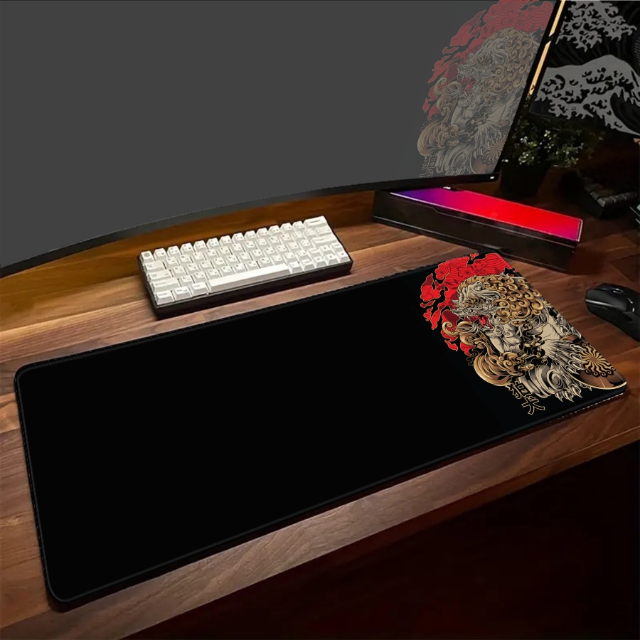 Desk Setup Art - Black Desk Mousepad ONI Large Gamer