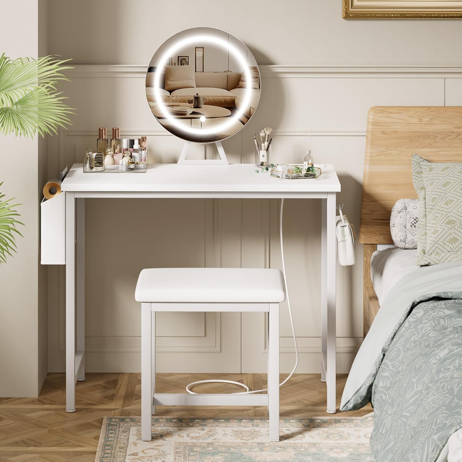 Desk Vanity Setup - Makeup Vanity Desk with Mirror and
