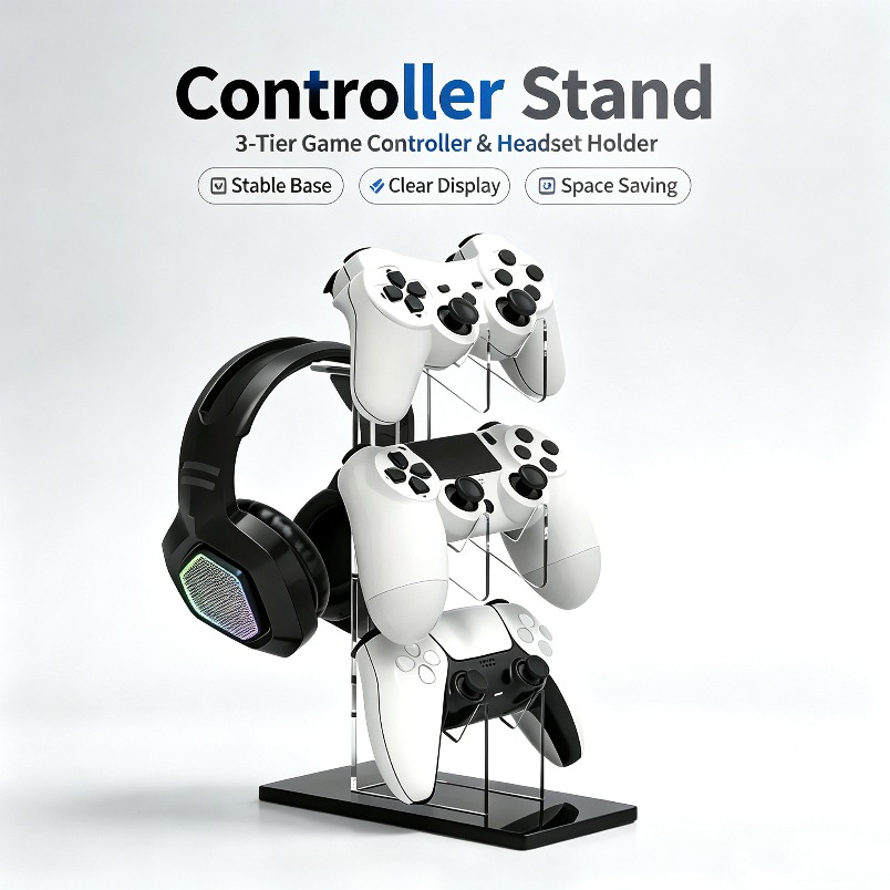 Desk Setup Headphone Stand - Controller Stand 3 Tier Headphone Hanger