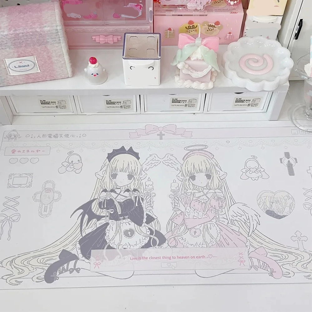 Desk Setup Dorm - Original Chobits Twins Desk Mat Waterproof
