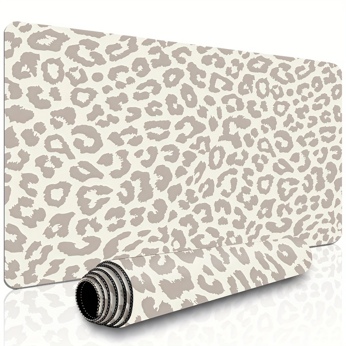Desk Setup Beige - Beige Leopard Print Extended Mouse Pad