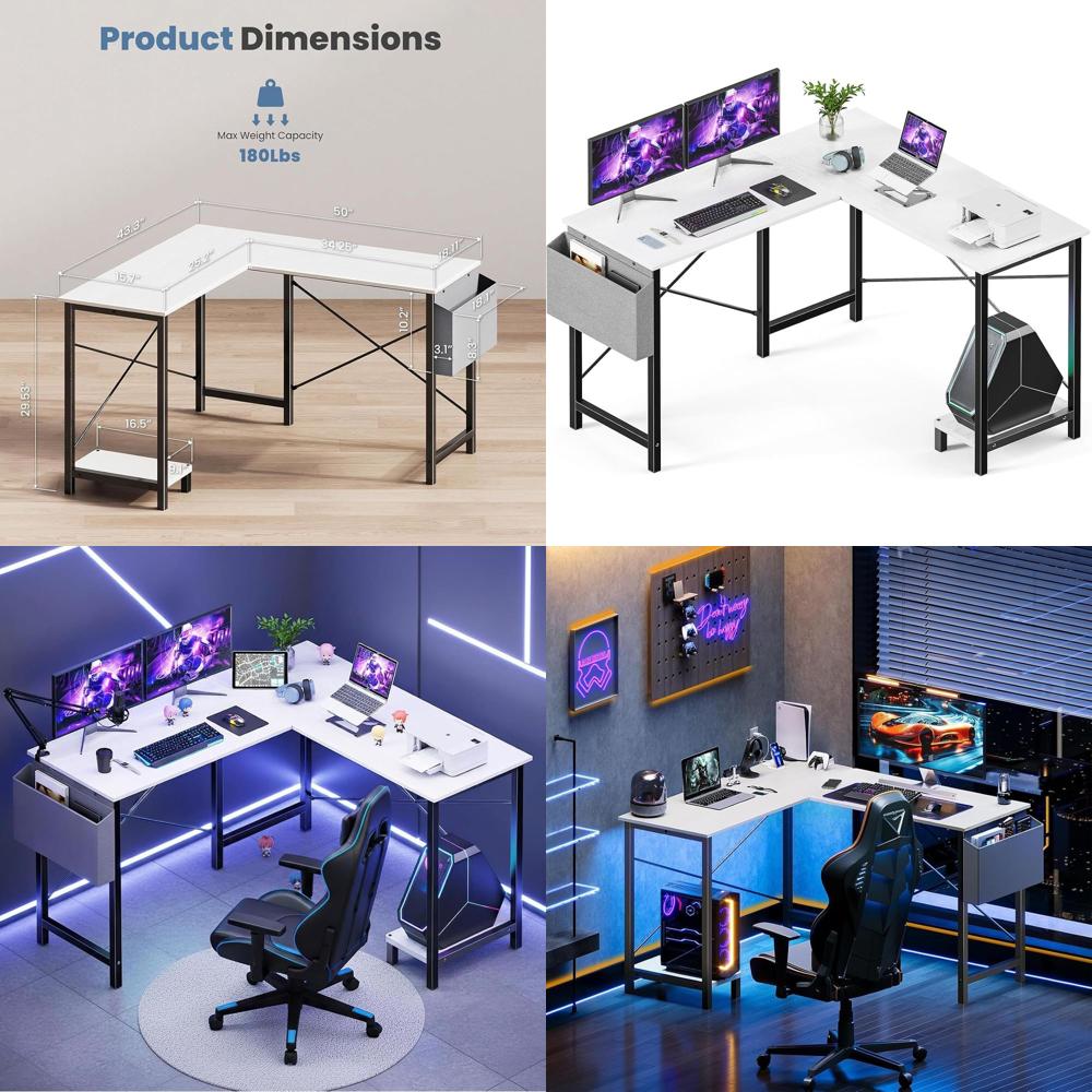 Desk Setup Dorm - L Shaped Desk Computer Gaming Table