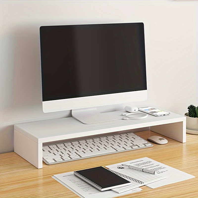 Desk Setup Riser - Spacious Wooden Monitor Stand Elevating Computer
