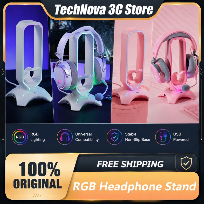 Desk Setup Headphone Stand - Waizowl RGB Headphone Stand Gaming Headset
