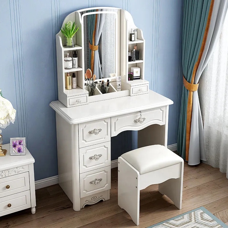 Girls White and pink Modern Wo - Desk Vanity Setup 评论和价格