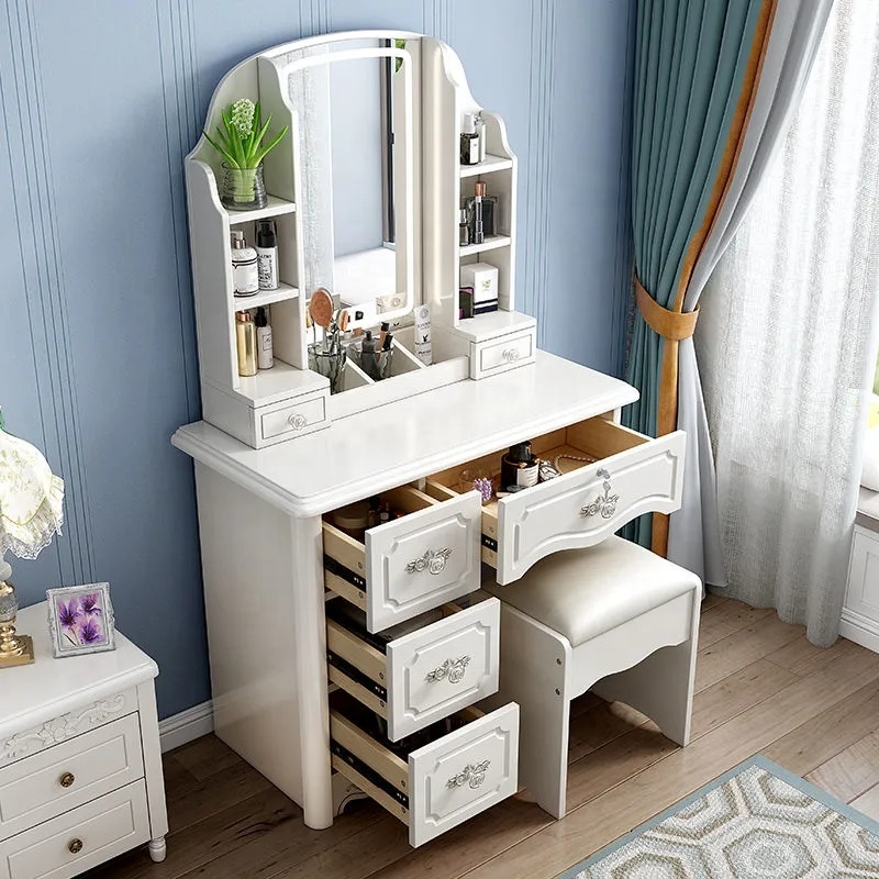 Girls White and pink Modern Wo - Desk Vanity Setup 评论和价格