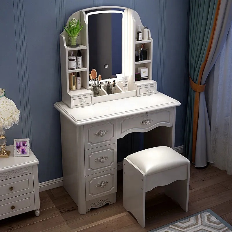 Girls White and pink Modern Wo - Desk Vanity Setup 评论和价格