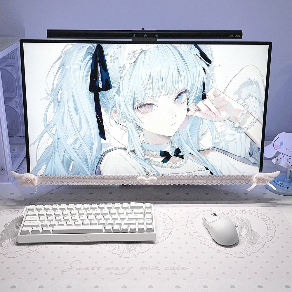 New Screen Decor White Lace Mo - Desk Setup Pc 评论和价格
