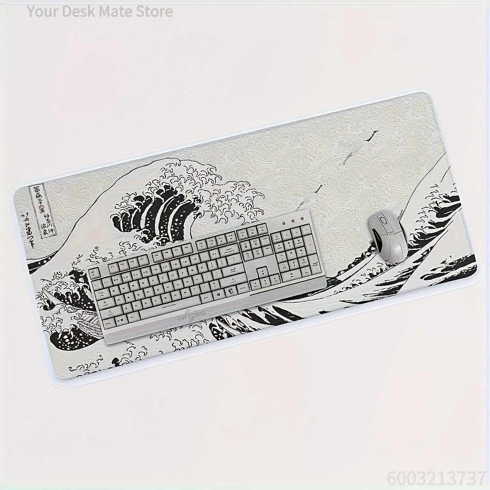 Black White Wave Art XXL Desk  - Desk Setup Art 评论和价格