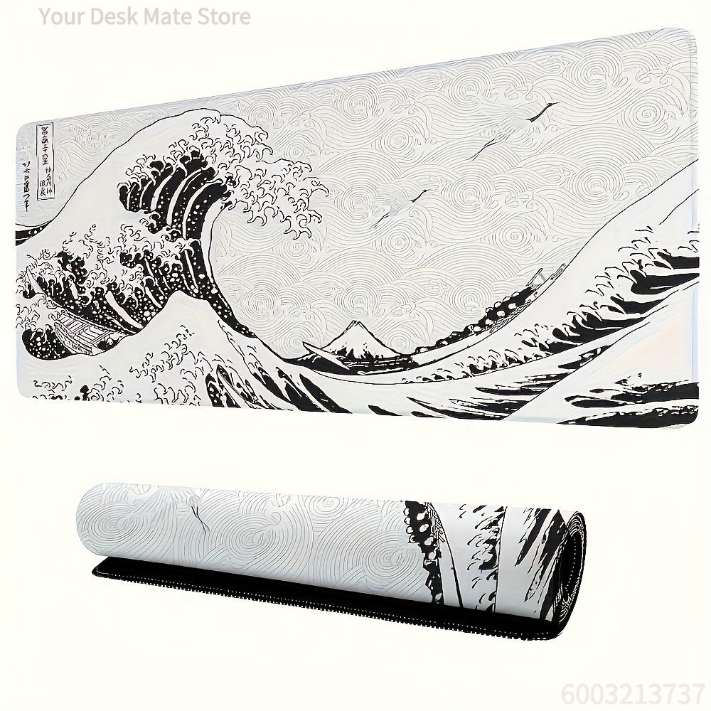 Black White Wave Art XXL Desk  - Desk Setup Art 评论和价格