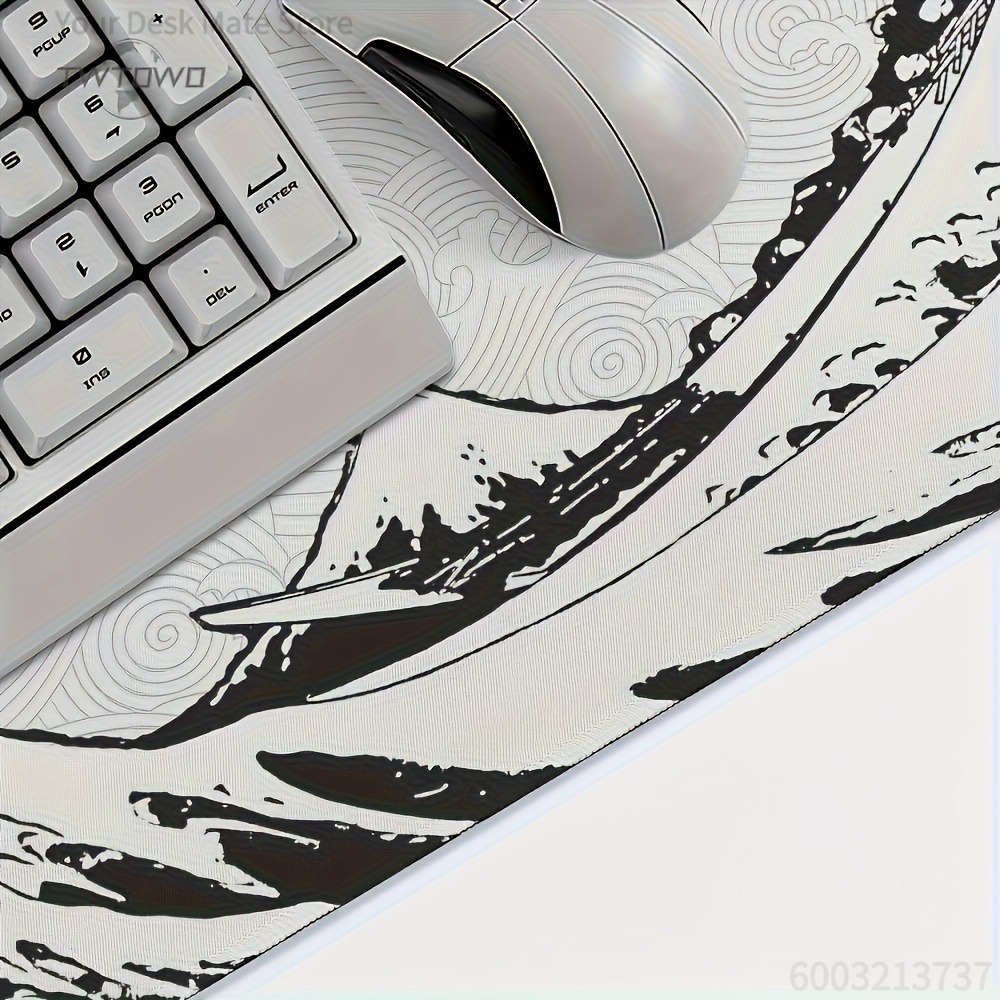 Black White Wave Art XXL Desk  - Desk Setup Art 评论和价格