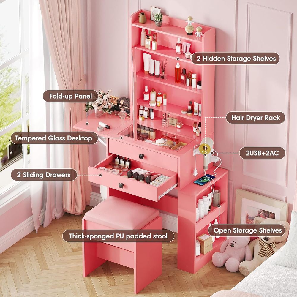 Vabches Small Makeup Vanity De - Desk Vanity Setup 评论和价格
