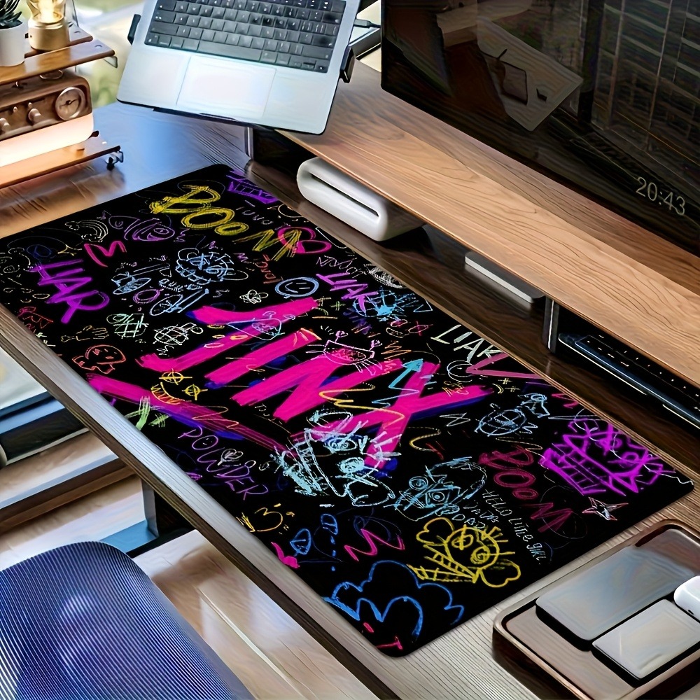 Vibrant Doodle Text Gaming Mou - Desk Setup Art 评论和价格