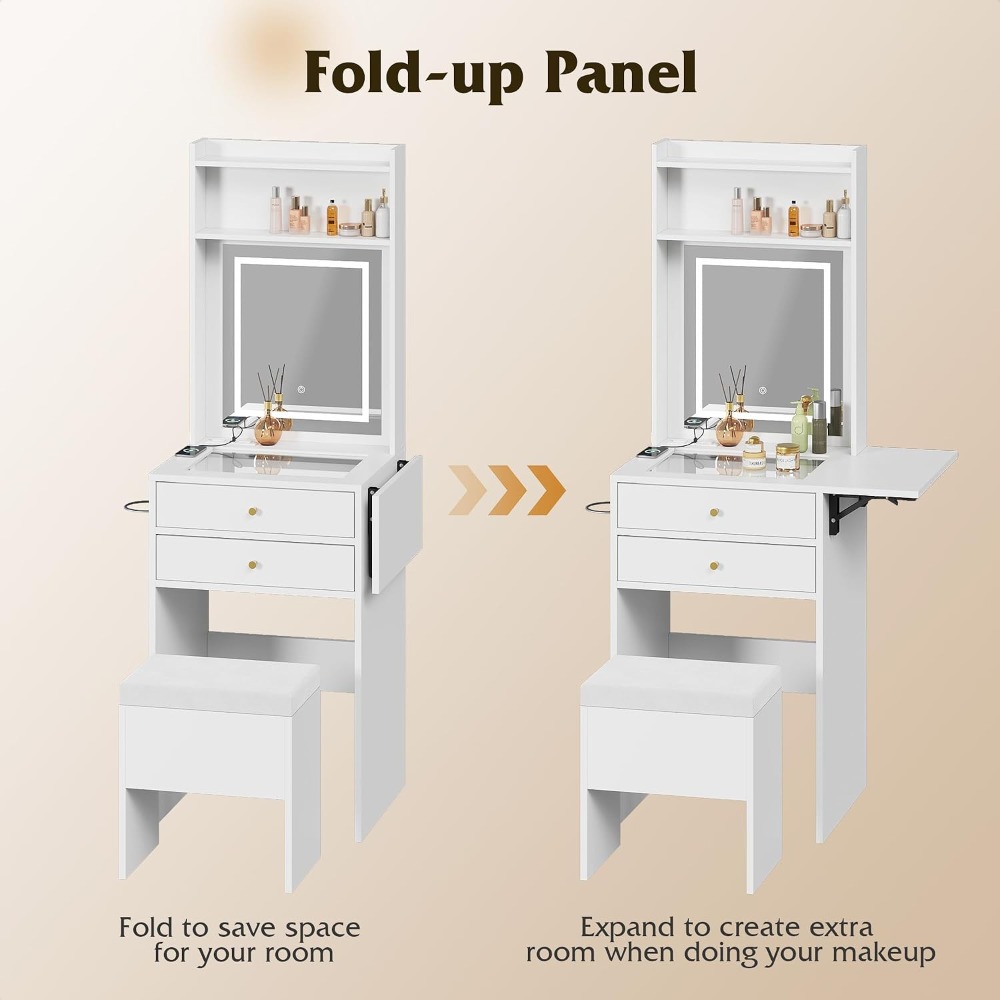 Small White Vanity Desk with L - Desk Vanity Setup 评论和价格