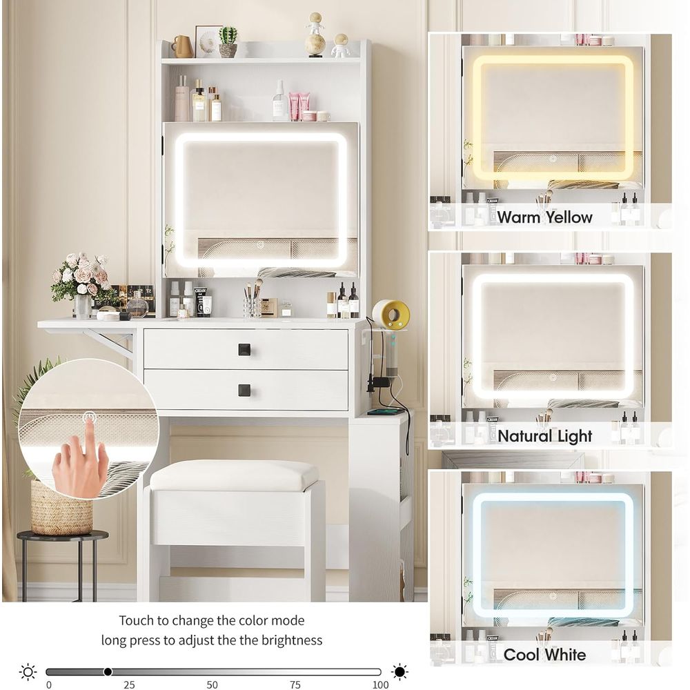 Vabches Small Makeup Vanity De - Desk Vanity Setup 评论和价格