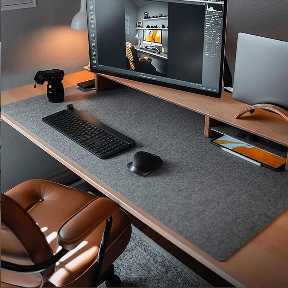 Felt Desk Mat Computer Mat for - Desk Setup Rug 评论和价格