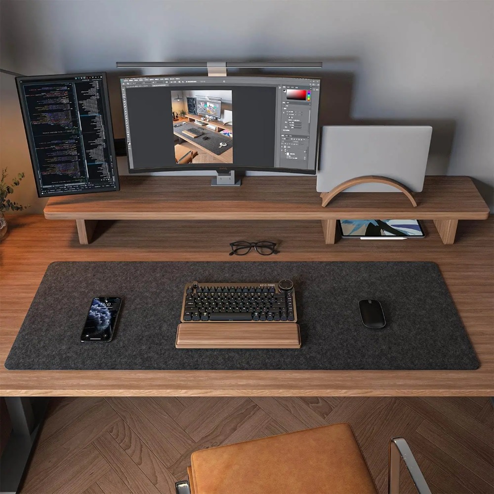 Felt Desk Mat Computer Mat for - Desk Setup Rug 评论和价格