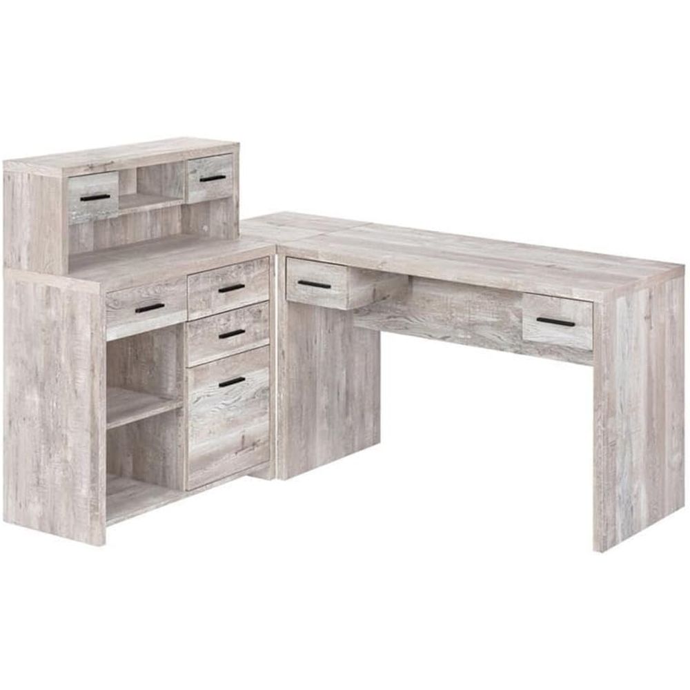 Contemporary Beige L-Shaped La - Desk Setup Beige 评论和价格