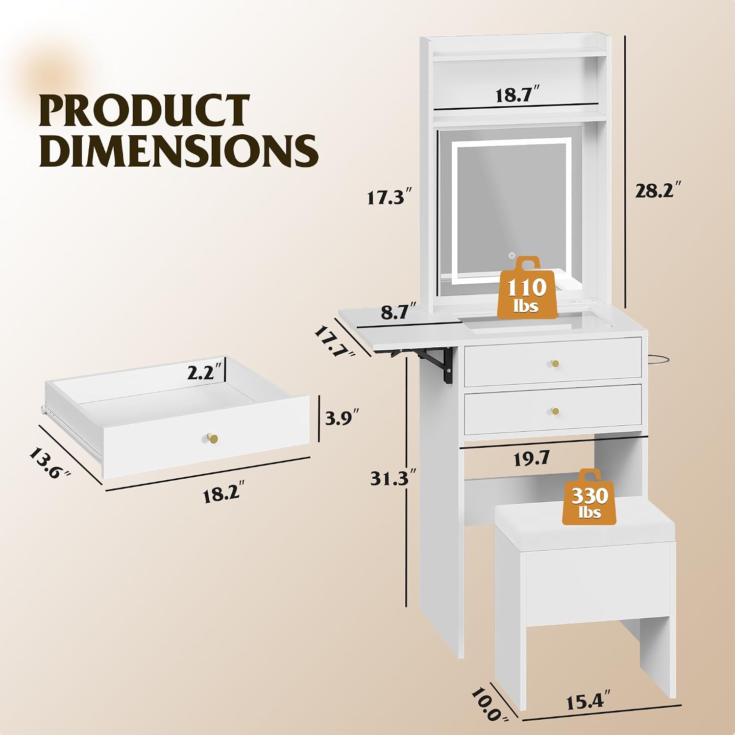 Small White Vanity Desk Set wi - Desk Vanity Setup 评论和价格