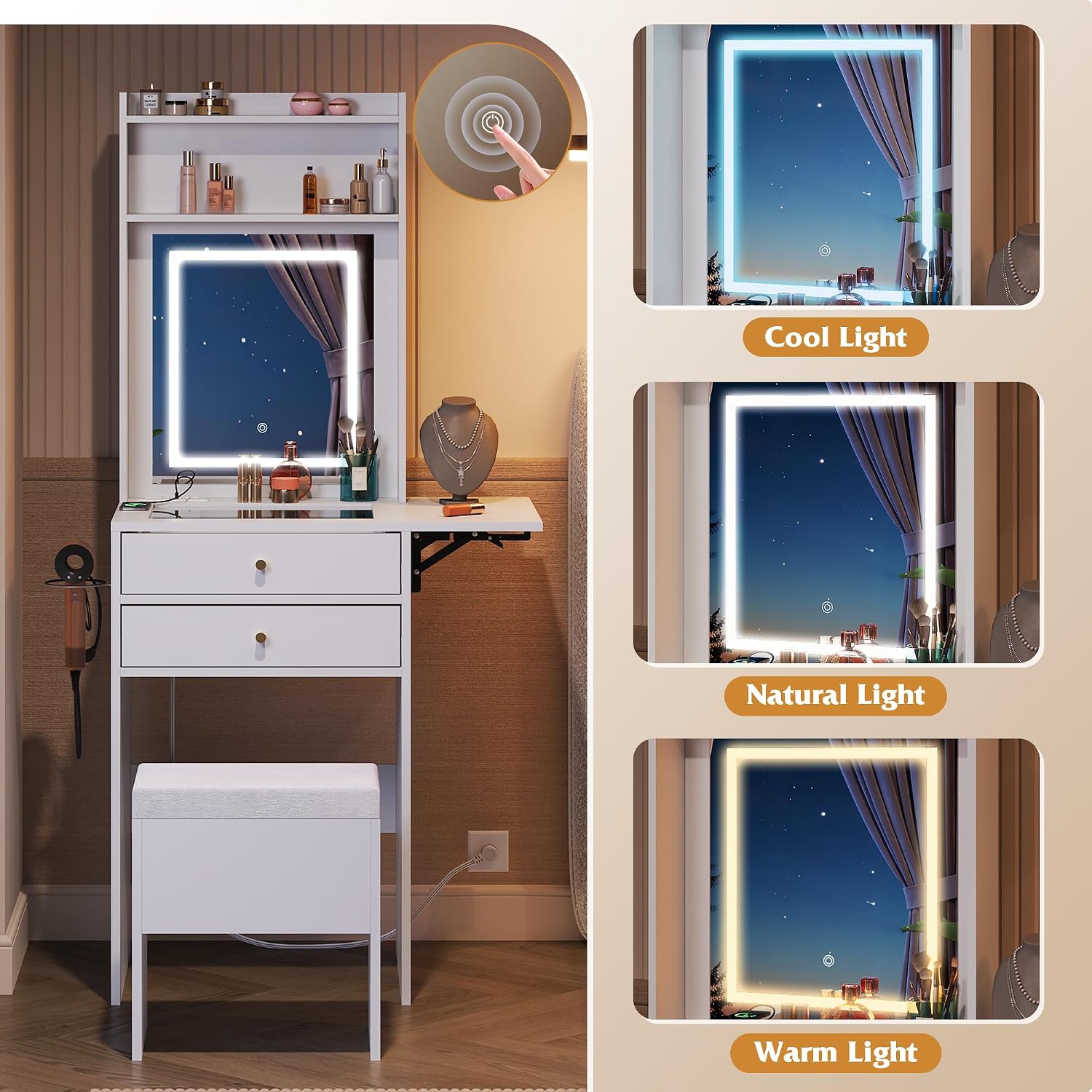 Small White Vanity Desk Set wi - Desk Vanity Setup 评论和价格