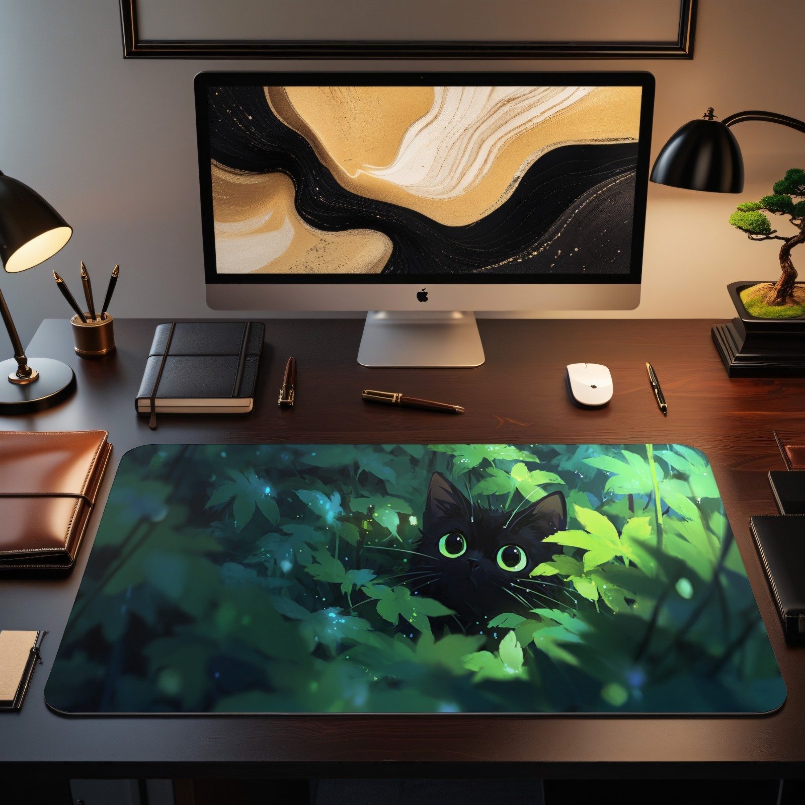 Black Cat for MTG Playmat Gree - Desk Setup Art 评论和价格