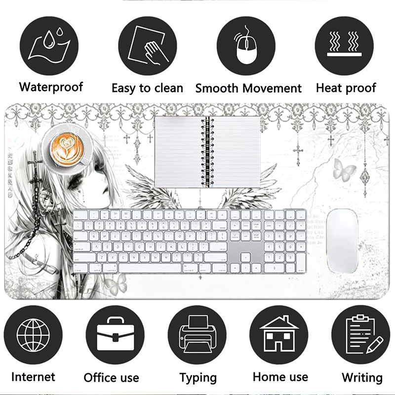 Leather Mousepad Black White A - Desk Setup Rug 评论和价格