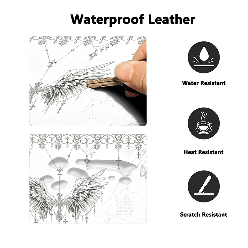 Leather Mousepad Black White A - Desk Setup Rug 评论和价格