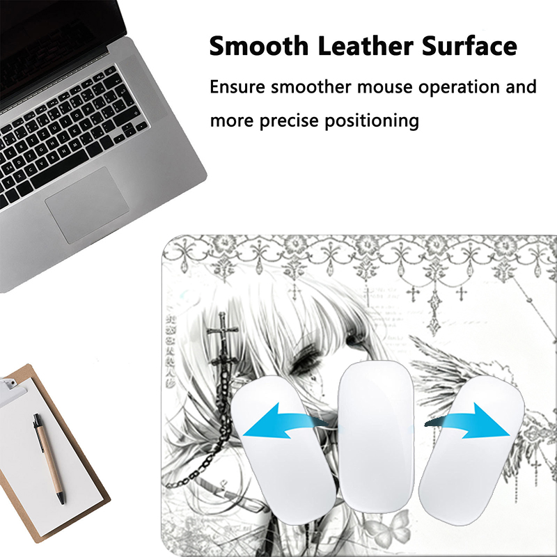Leather Mousepad Black White A - Desk Setup Rug 评论和价格