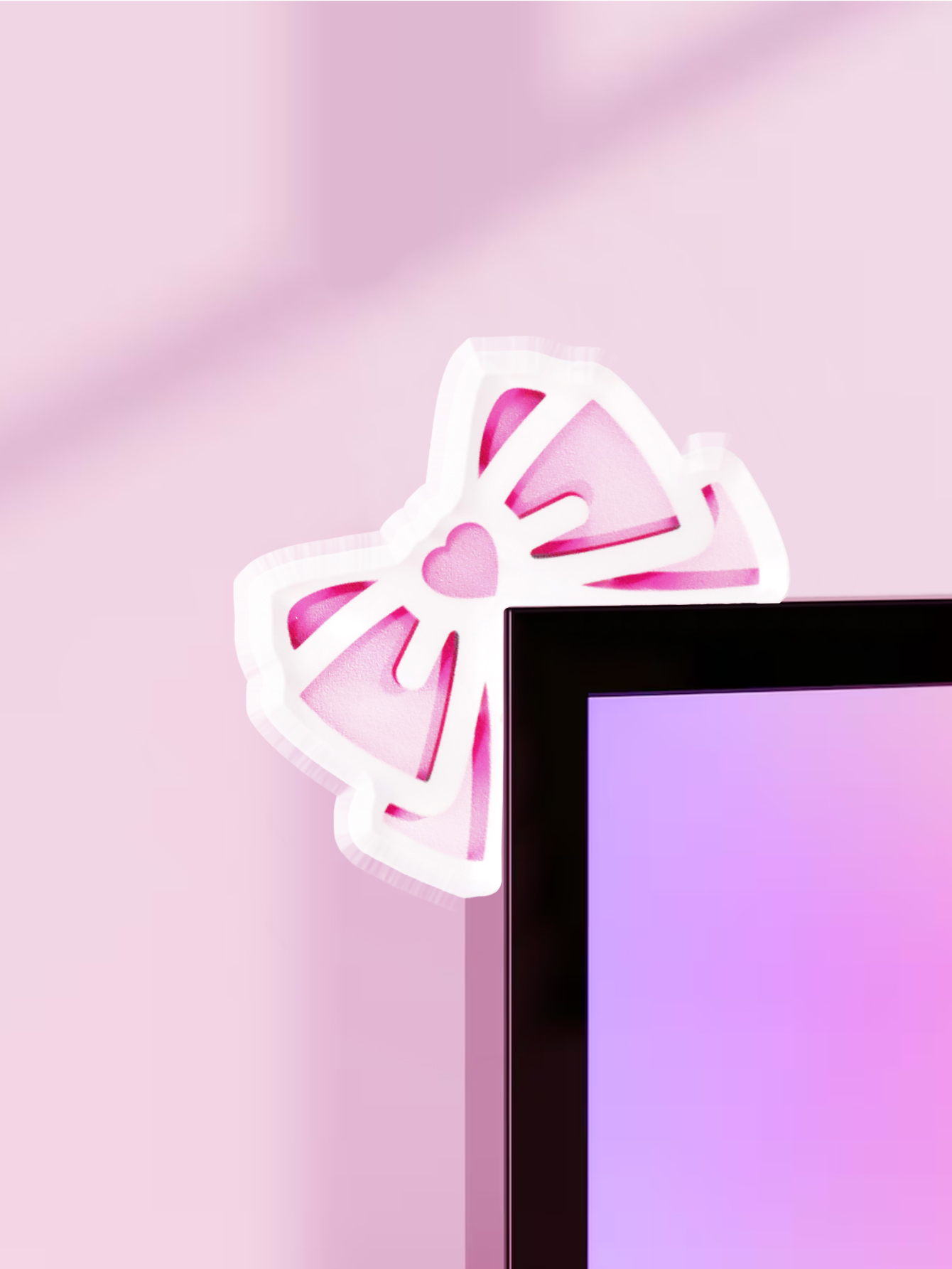 Kawaii Bow Monitor Decor Pink  - Desk Setup Pc 评论和价格